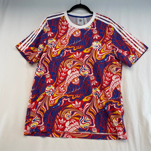 Adidas The Brand With The 3 Stripes Graphic T-Shirt Multicoloured Men’s Size Lar - Picture 1 of 15